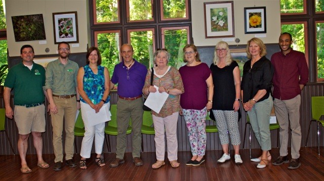 Winning artists and Art Selection Committee at the Wildflowers Art Exhibition on June 15, 2017. Photo by Brendan Cunningham. 